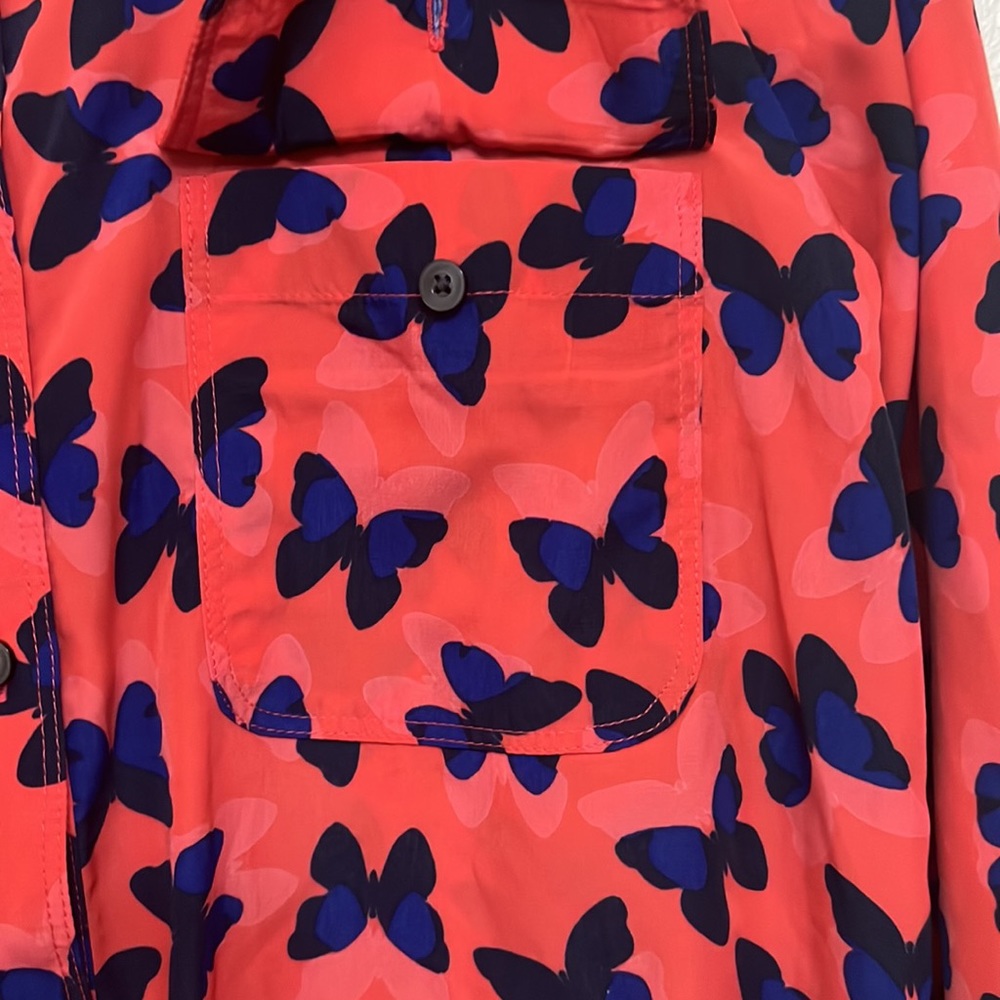 GAP Pintuck Flat Collar Button Up Butterfly Design Long Sleeves Top - Picture 4 of 8
